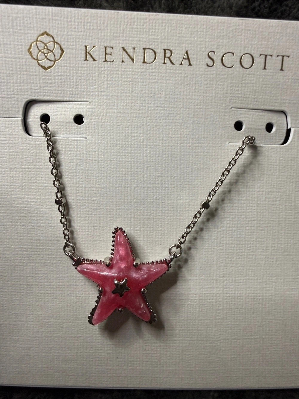 Kendra Scott Parker Starfish Pendant Necklace Pink & Silver
